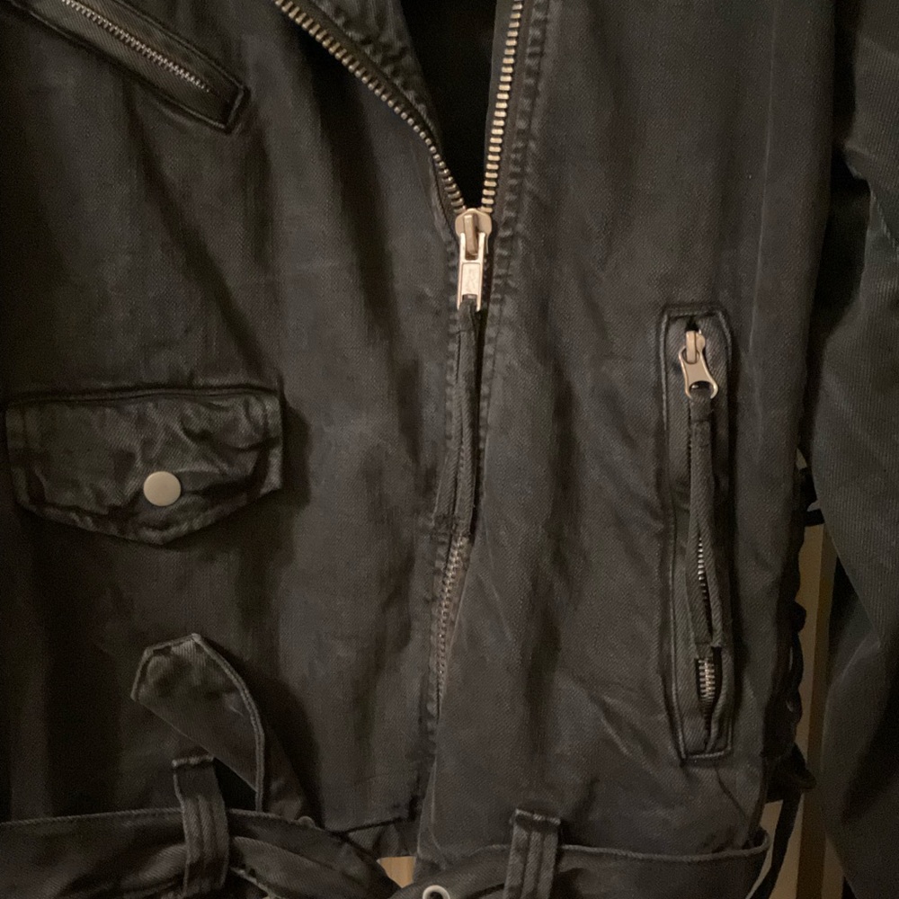 Free People Gray Denim Bomber Jacket - Picture 4 of 5